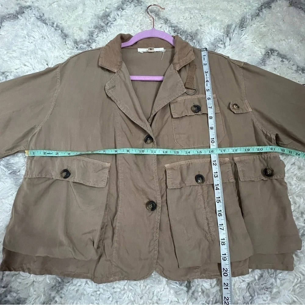 Velvet Torch Multi Pocket Utility Jacket in Khaki - Picture 13 of 14